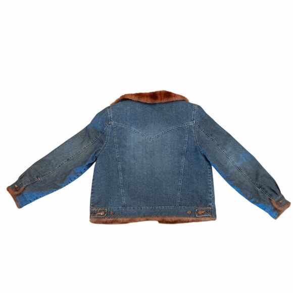 VTG Denim Jacket With Faux Fur Collar And Cuffs By Marvin Richards Women’s Large - Picture 2 of 13